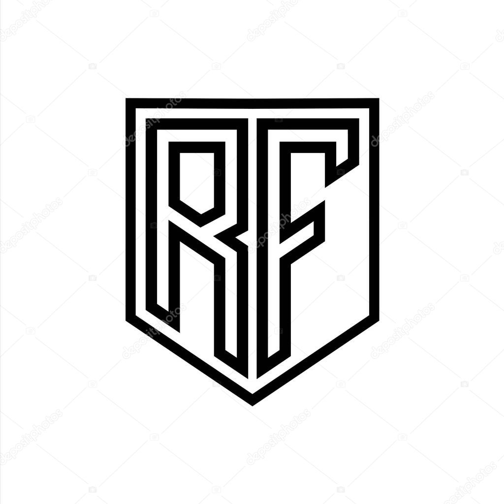 RF Letter Logo monogram shield geometric line inside shield isolated style design template