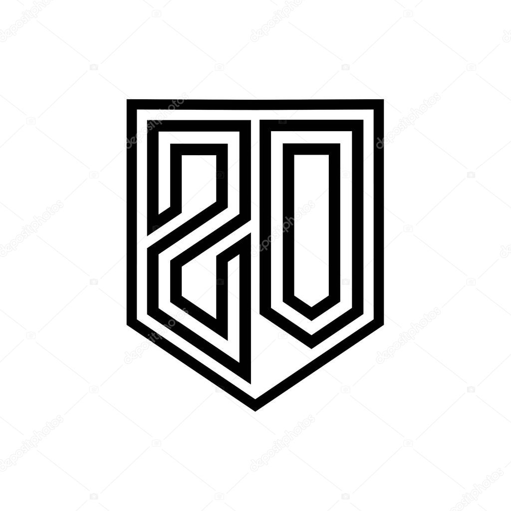 ZO Letter Logo monogram shield geometric line inside shield isolated style design template