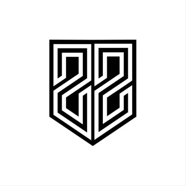 ZZ Harfli Logo monogram kalkan geometrik çizgisi kalkan biçimi tasarım şablonu içinde