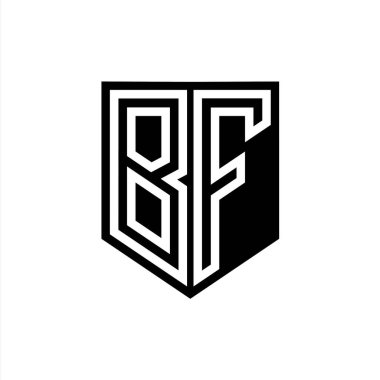 Kalkan biçimi tasarım şablonu içindeki BF Harfi Logo monogram kalkan geometrik çizgisi
