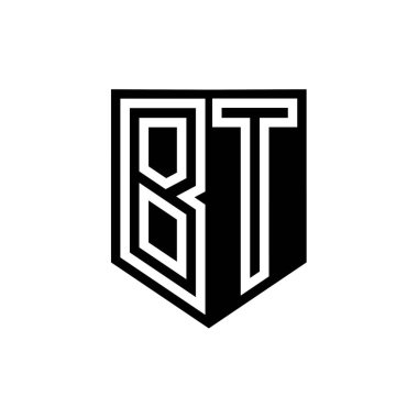 Kalkan biçimi tasarım şablonu içinde BT Letter Logo monogram kalkan geometrik çizgisi