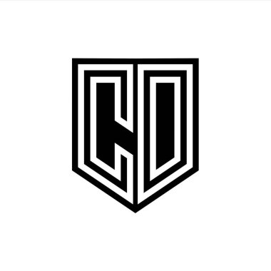 CD Harfi Logo monogram kalkan geometrik çizgisi, kalkan biçimi tasarım şablonu içinde
