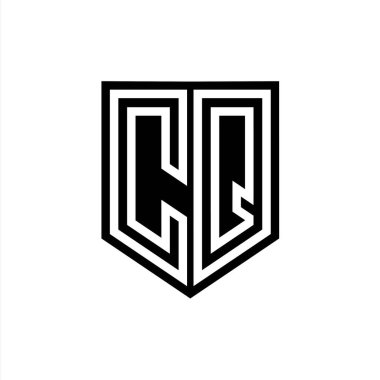 CQ Harfli Logo monogram kalkan geometrik çizgisi kalkan biçimi tasarım şablonu içinde
