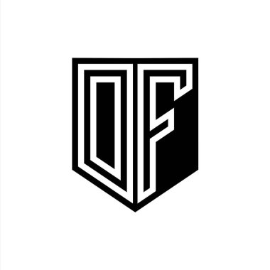 DF Harfi Logo monogram kalkan geometrik çizgi içinde kalkan biçimi tasarım şablonu