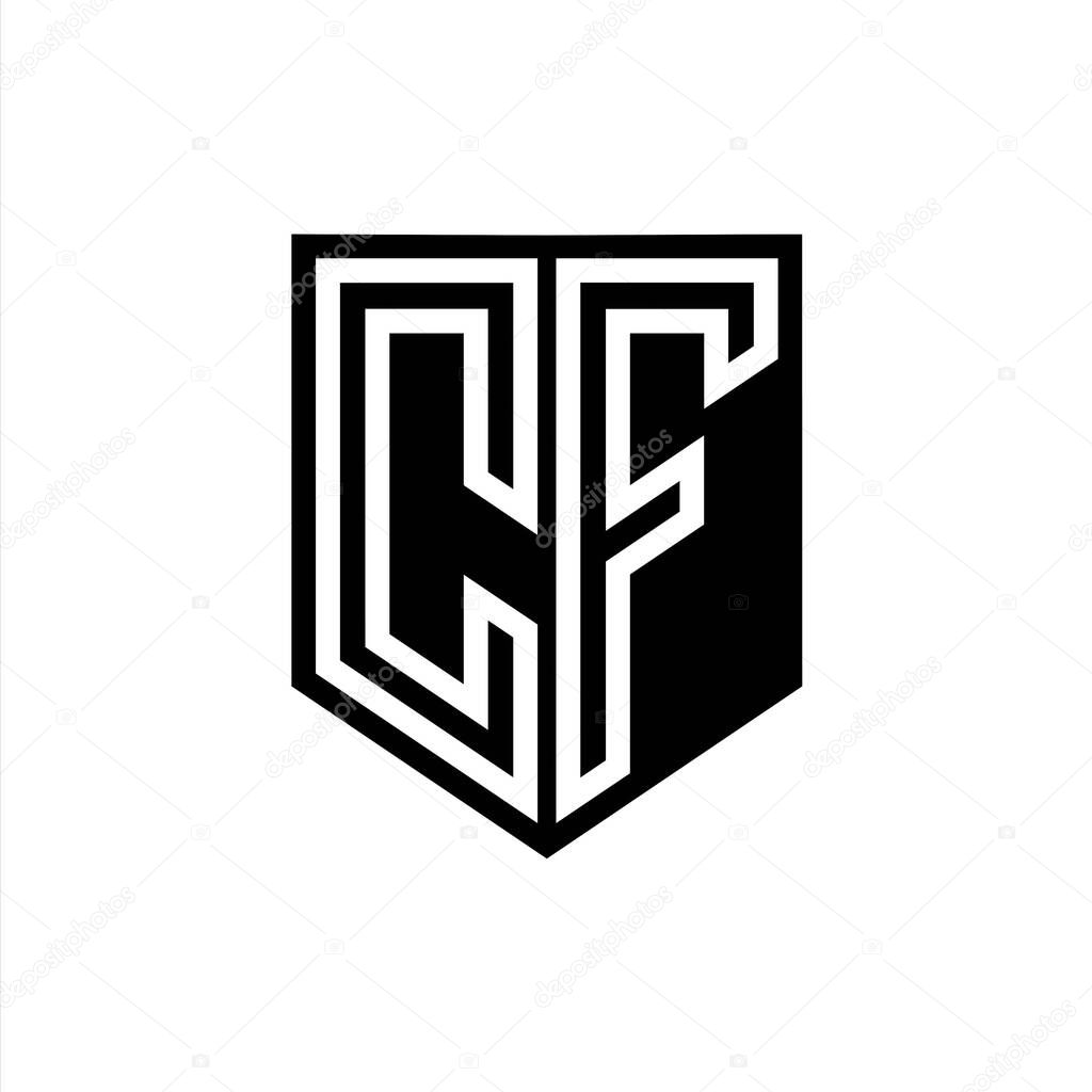 CF Letter Logo monogram shield geometric line inside shield style design template