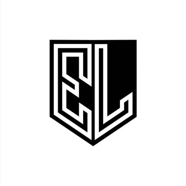 EL Harfi Logosu monogram kalkan geometrik çizgisi kalkan biçimi tasarım şablonu içinde