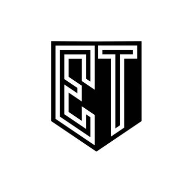 ET Harfi Logosu monogram kalkan geometrik çizgisi kalkan biçimi tasarım şablonu içinde