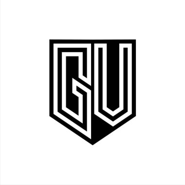 Kalkan biçimi tasarım şablonu içinde GV Letter Logo monogram kalkan geometrik çizgisi