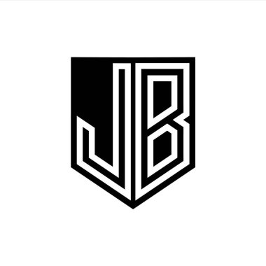 JB Letter Logo monogram kalkan geometrik çizgi içinde kalkan biçimi tasarım şablonu