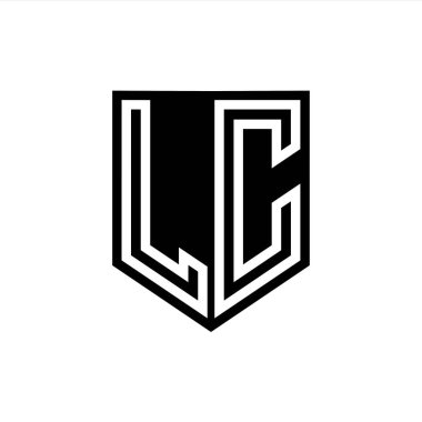 LC Letter Logo monogram kalkan geometrik çizgi içinde kalkan biçimi tasarım şablonu