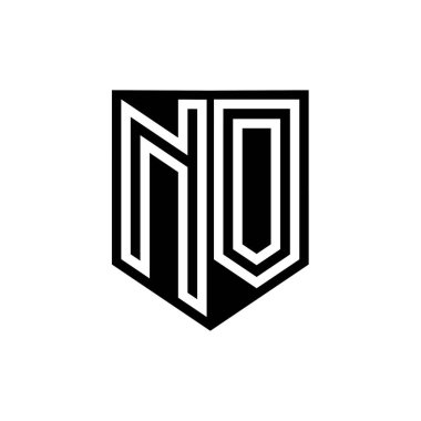 No Letter Logo monogram kalkan geometrik çizgi içinde kalkan biçimi tasarım şablonu