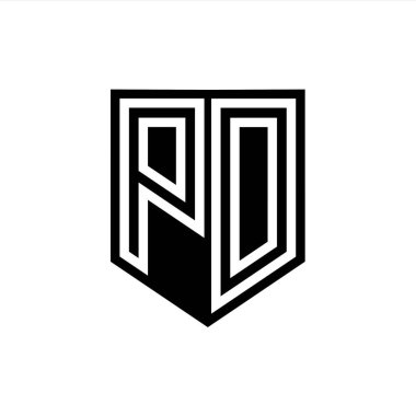 PD Harfi Logo monogram kalkan geometrik çizgisi kalkan biçimi tasarım şablonu içinde