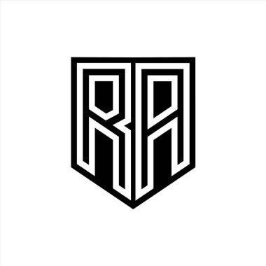RA Harfi Logosu monogram kalkan geometrik çizgisi kalkan biçimi tasarım şablonu