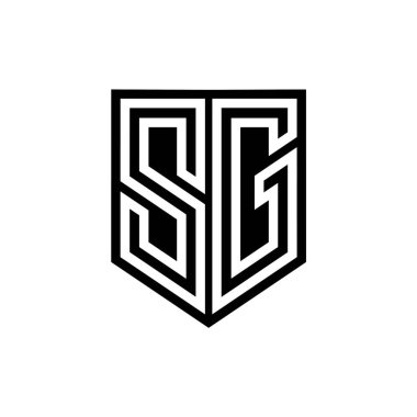 SG Harf Logosu monogram kalkan geometrik çizgisi kalkan biçimi tasarım şablonu içinde