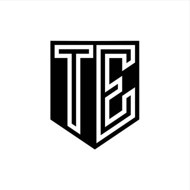 TE Letter Logo monogram kalkan geometrik satır içinde kalkan biçimi tasarım şablonu