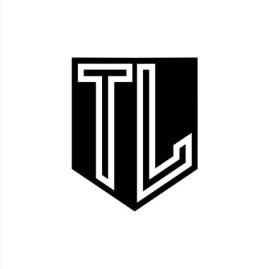 Kalkan biçimi tasarım şablonu içinde TL Letter Logo monogram kalkan geometrik çizgisi