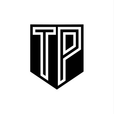 TP Harfli Logo monogram kalkan geometrik çizgisi kalkan biçimi tasarım şablonu içinde