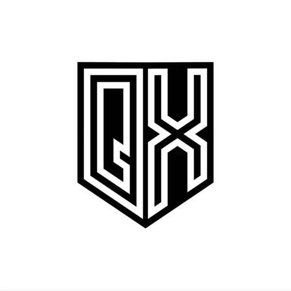 QX Letter Logo monogram shield geometric line inside shield style design template