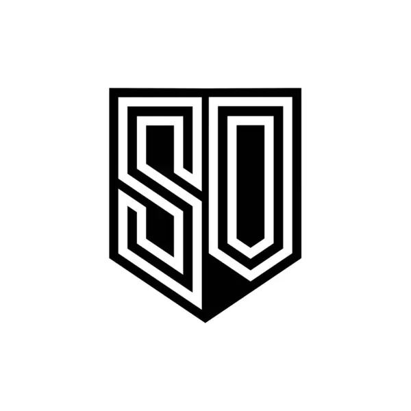 SO Letter Logo monogram shield geometric line inside shield style design template