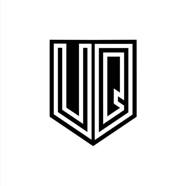 UQ Letter Logo monogram shield geometric line inside shield style design template