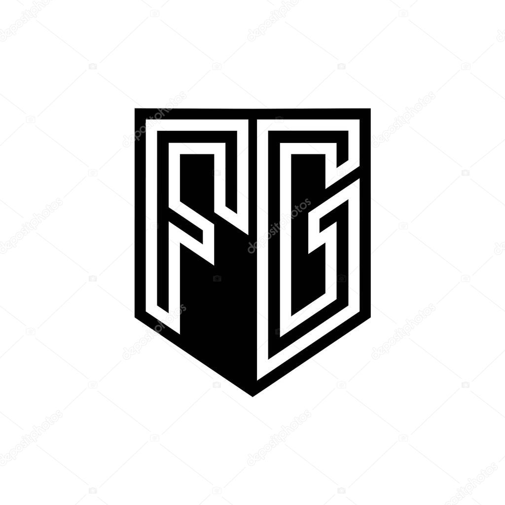 FG Letter Logo monogram shield geometric line inside shield style design template