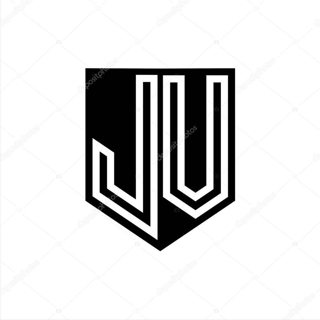 JV Letter Logo monogram shield geometric line inside shield style design template