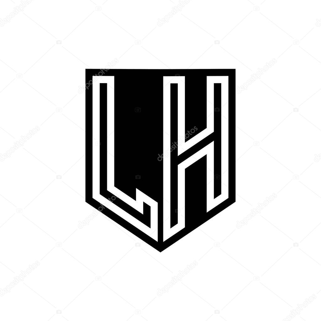 LH Letter Logo monogram shield geometric line inside shield style design template
