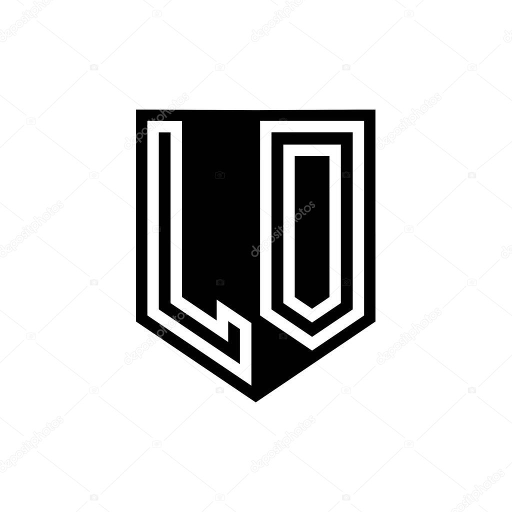 LO Letter Logo monogram shield geometric line inside shield style design template