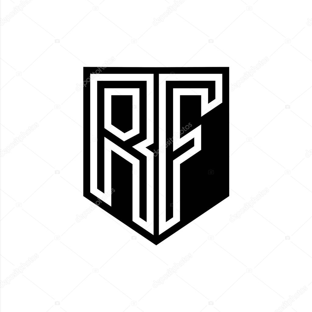 RF Letter Logo monogram shield geometric line inside shield style design template
