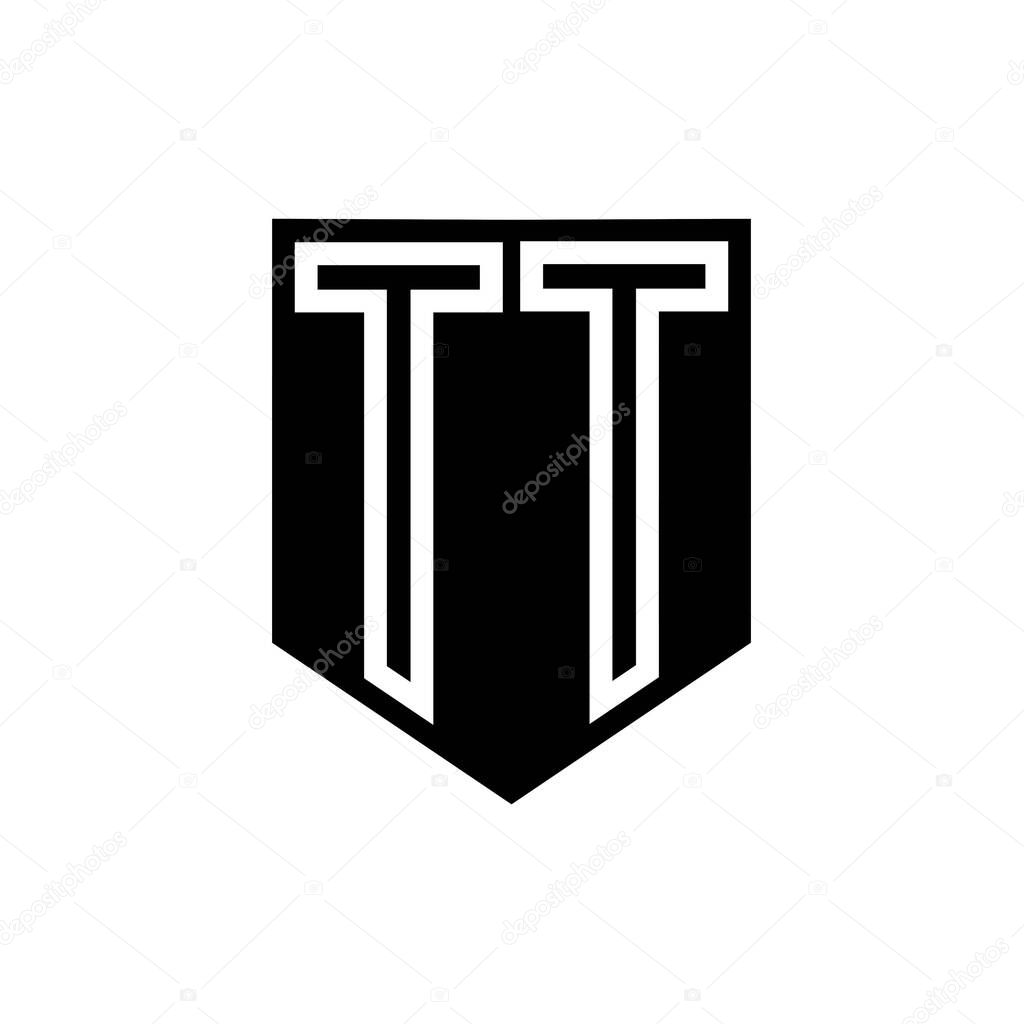 TT Letter Logo monogram shield geometric line inside shield style design template