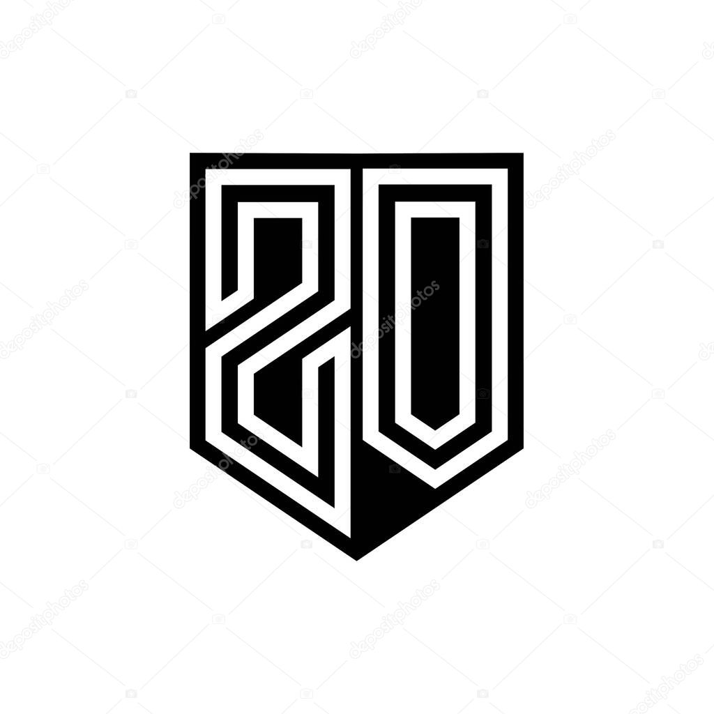 ZO Letter Logo monogram shield geometric line inside shield style design template