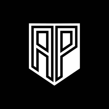 AP Harfi Logo monogram kalkan geometrik çizgisi, kalkan biçimi tasarım şablonu içinde