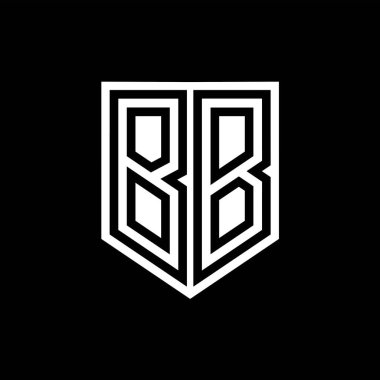 BB Harfi Logo monogram kalkan geometrik çizgi içinde kalkan biçimi tasarım şablonu