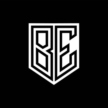 BE Harfi Logosu monogram kalkan geometrik çizgisi kalkan biçimi tasarım şablonu içinde