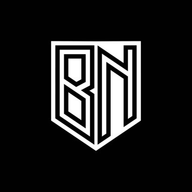Kalkan biçimi tasarım şablonu içinde BN Letter Logo monogram kalkan geometrik çizgisi