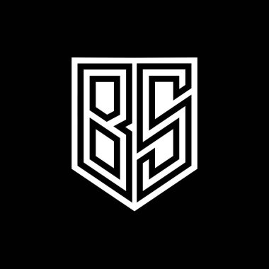 BS Harf Logosu monogram kalkan geometrik çizgisi kalkan biçimi tasarım şablonu içinde