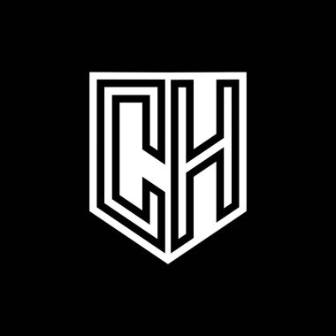 CH Harfi Logosu monogram kalkan geometrik çizgisi kalkan biçimi tasarım şablonu içinde