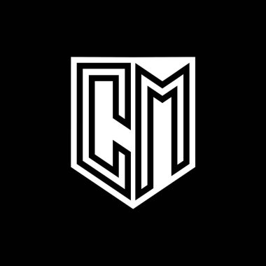 CM Harfi Logo monogram kalkan geometrik çizgi içinde kalkan biçimi tasarım şablonu