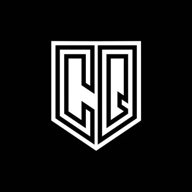 CQ Harfli Logo monogram kalkan geometrik çizgisi kalkan biçimi tasarım şablonu içinde