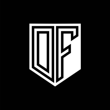 DF Harfi Logo monogram kalkan geometrik çizgi içinde kalkan biçimi tasarım şablonu