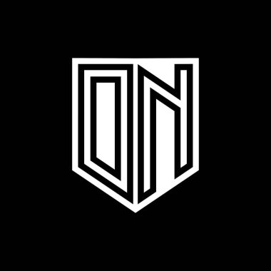 Kalkan biçimi tasarım şablonu içindeki DN Harfi Logo monogram kalkan geometrik çizgisi