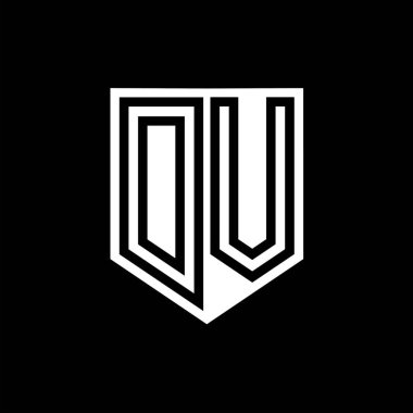 Kalkan biçimi tasarım şablonu içinde DV Letter Logo monogram kalkan geometrik çizgisi