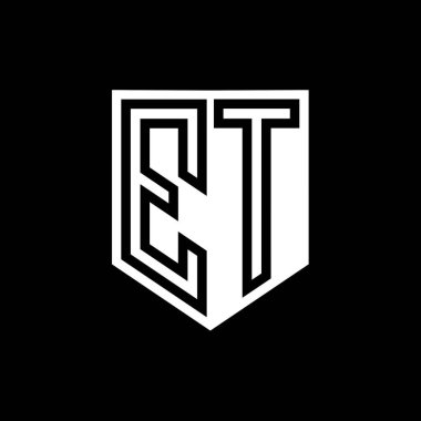 ET Harfi Logosu monogram kalkan geometrik çizgisi kalkan biçimi tasarım şablonu içinde