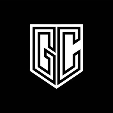 GC Harfi Logo monogram kalkan geometrik çizgisi kalkan biçimi tasarım şablonu içinde