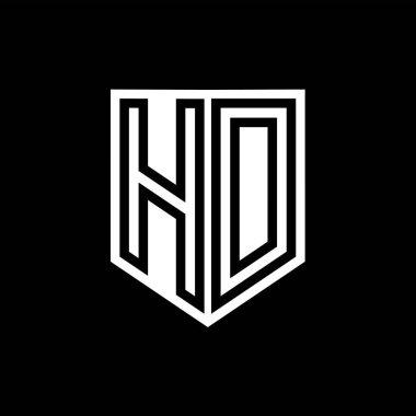 Kalkan biçimi tasarım şablonu içinde HD Harf Logosu monogram kalkan geometrik çizgisi