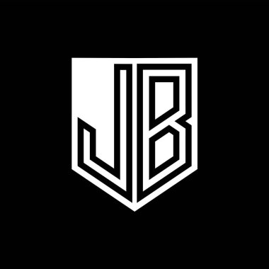 JB Letter Logo monogram kalkan geometrik çizgi içinde kalkan biçimi tasarım şablonu