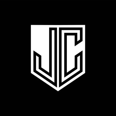 JC Letter Logo monogram kalkan geometrik çizgi içinde kalkan biçimi tasarım şablonu