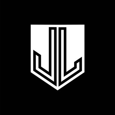 JL Letter Logo monogram kalkan geometrik çizgi içinde kalkan biçimi tasarım şablonu