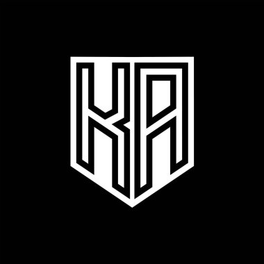 KA Letter Logo monogram kalkan geometrik çizgisi kalkan biçimi tasarım şablonu içinde