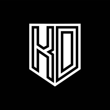 KD Letter Logo monogram kalkan geometrik çizgisi kalkan biçimi tasarım şablonu içinde